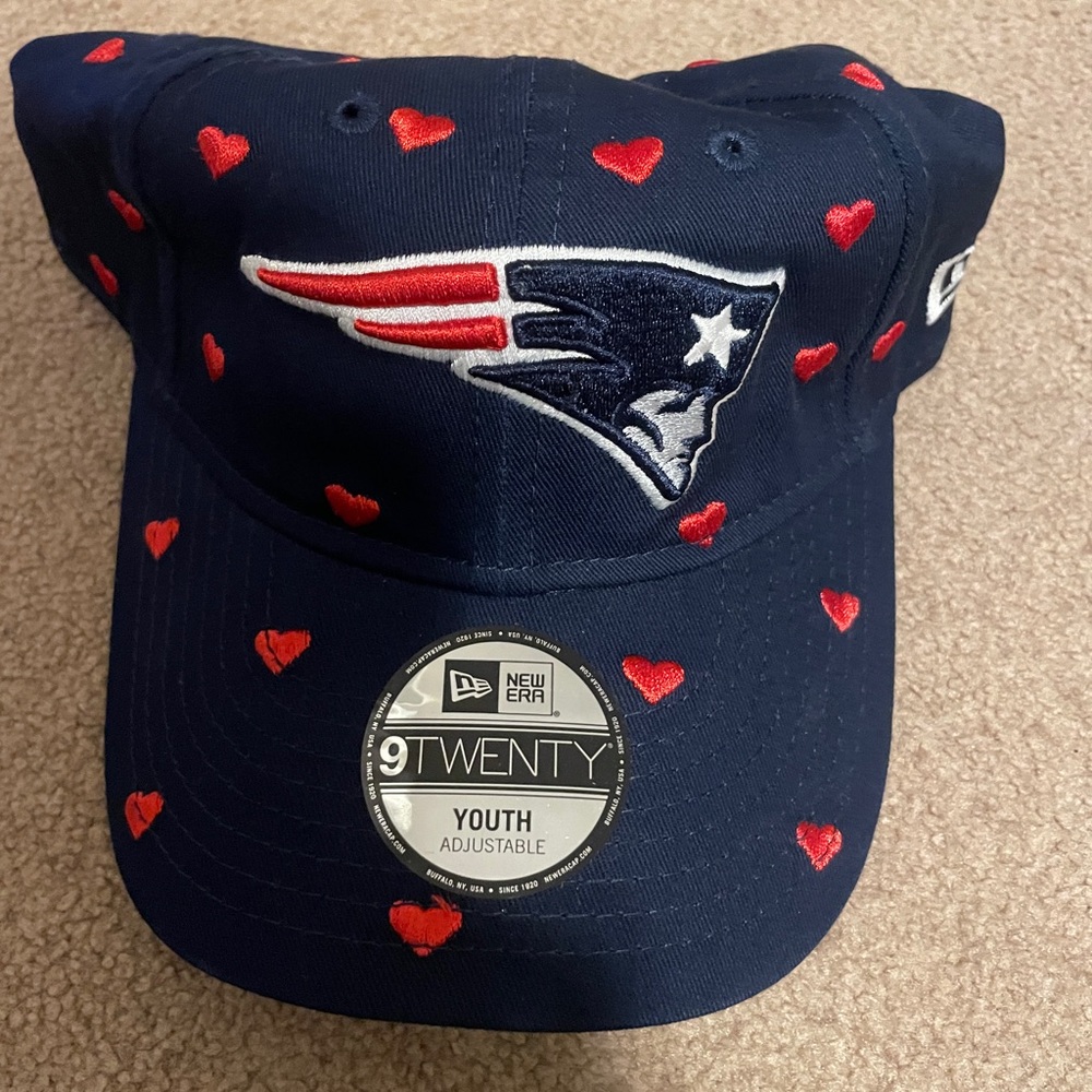 Girls Youth New Era Navy New England Patriots Hearts 9TWENTY Adjustable Hat